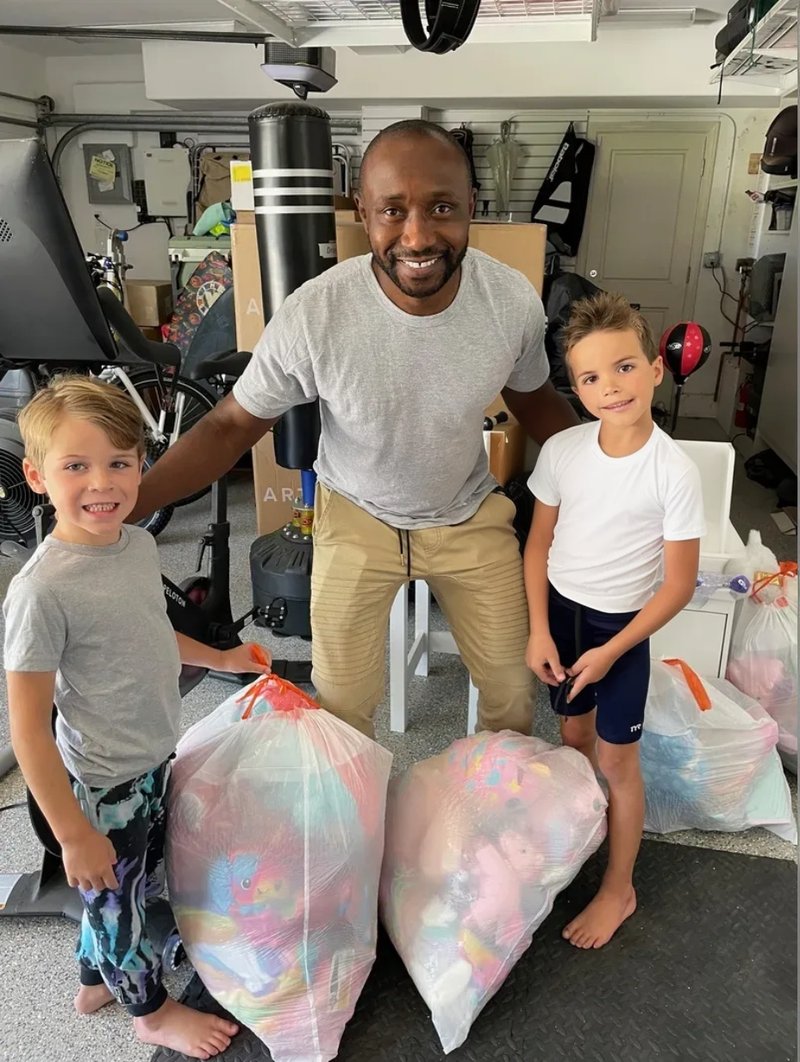 Bobby and Jack with Orock during a donation drive