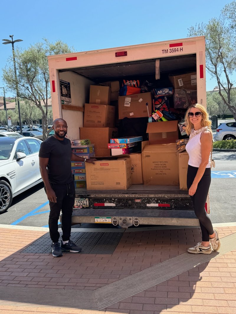 Donated goods packed and ready to ship to Rainbow Orphanage